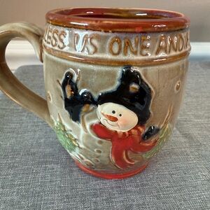 1990s Vintage Festive Snowman Ceramic Mug